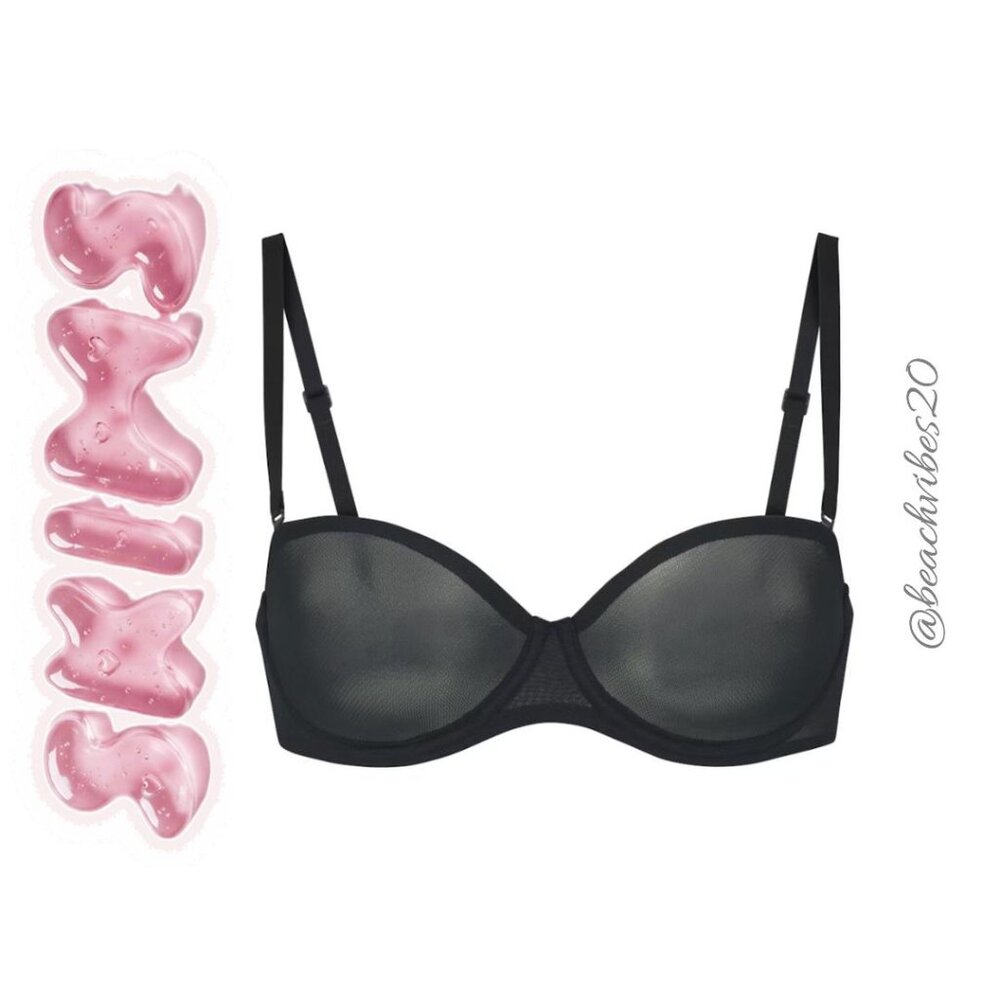 SKIMS Ultra Fine Mesh Strapless Bra Onyx 34F(DDD) NWT - Picture 9 of 10